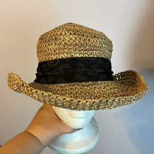 Walt Disney World Straw Hat Adult size with Mickey Head fabric band around hat